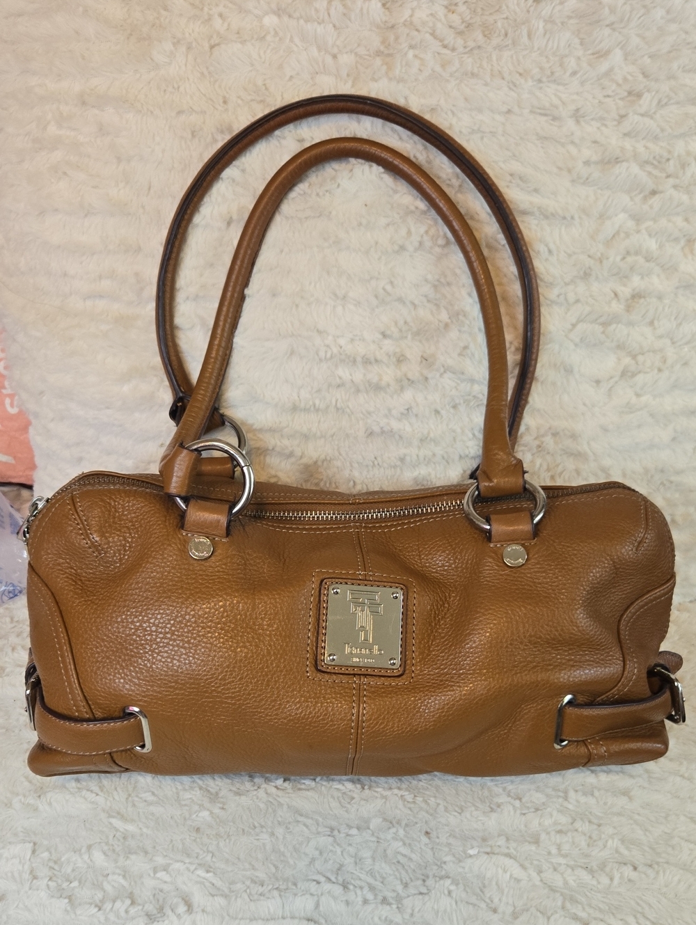 Tignanello Cognac Pebble Leather Shoulder Bag EUC LIKE NEW